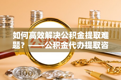 代缴如何高效解决公积金提取难题？——公积金代办提取咨询服务全解析